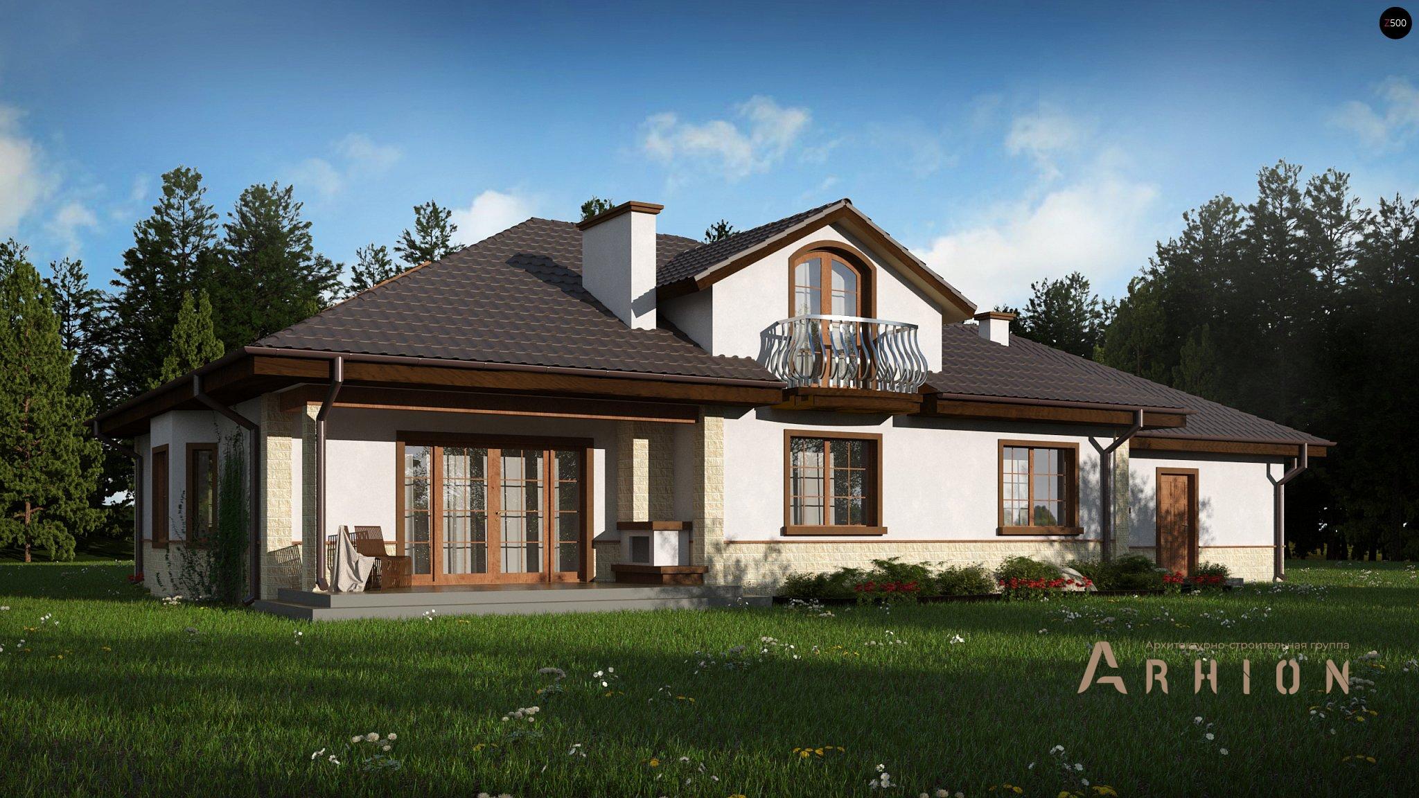 1. Проект одноэтажного дома в современном стиле с четырехскатной, Z10 GL2 STU bk, площадью - 180 кв c мансардой, терассой, балконом, гаражом, эркером